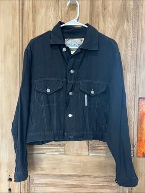 Limited Jeans  Black Linen-Blend Jacket - Casual Button-Front Jean Jacket